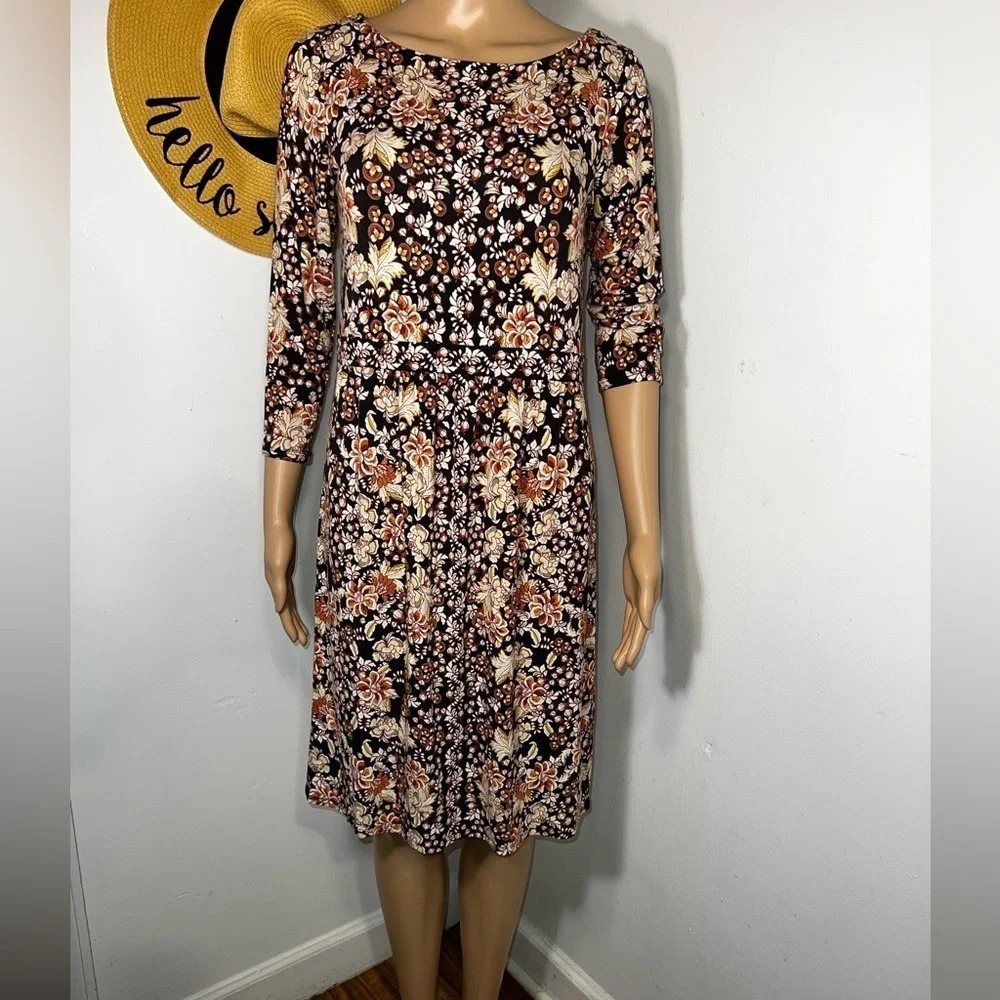 J .Jill, XS, jacquard, floral pocketed midi, w/1 inch gathered elastic waistband